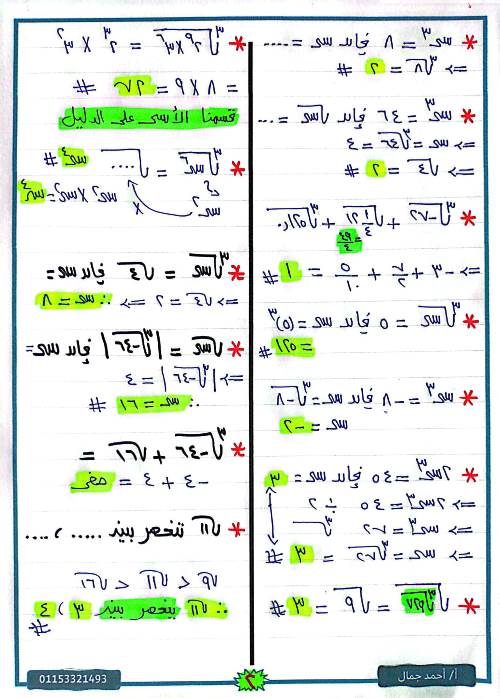 مدرس دوت كوم مذكرة رياضيات (جبر) الصف الثانى الاعدادى الترم الاول أ/ احمد جمال 