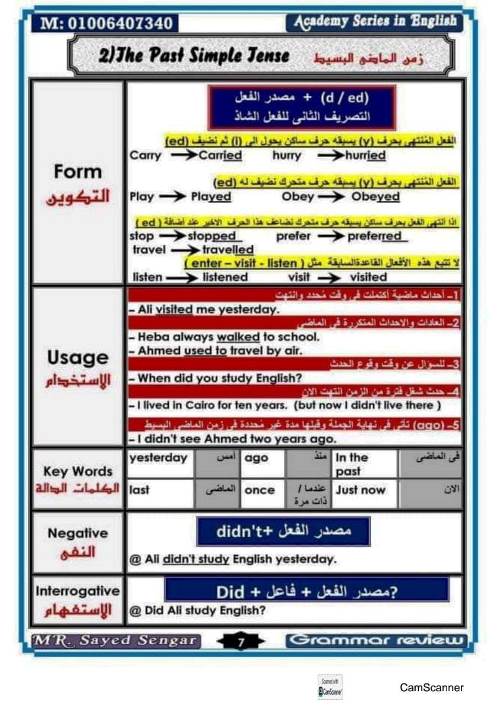 مدرس دوت كوم مذكرة جرامر فى اللغة الانجليزية الصف الاول الثانوى الترم الاول أ/ سيد 