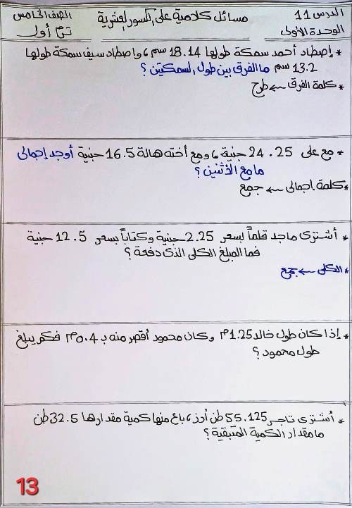 مدرس دوت كوم مذكرة فى الرياضيات الصف الخامس الابتدائى الترم الاول أ/ محمود السخيلى 