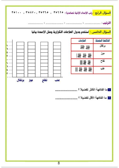 مدرس دوت كوم مراجعه في الرياضيات الصف الثالث الإبتدائي الترم الأول 