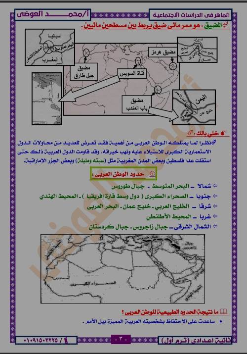 مدرس دوت كوم الدرس الاول جغرافيا الصف الثانى الاعدادى الترم الاول أ/ محمد العوضى 