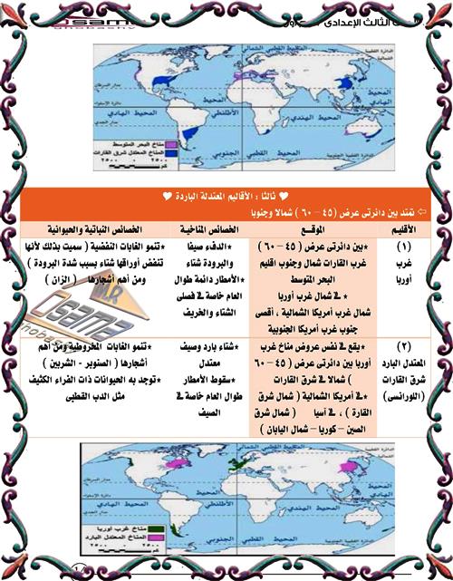 مدرس اول الدرس الثالث فى مادة الجغرافيا الصف الثالث الاعدادى الترم الاول أ/ اسامه غباشى 