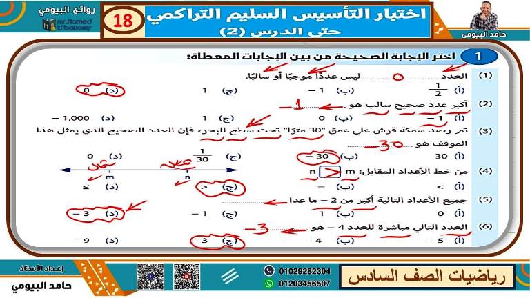 مدرس دوت كوم مذكرة فى الرياضيات الصف السادس الابتدائى الترم الاول أ/ حامد البيومى 