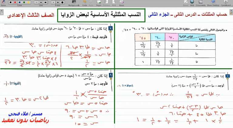 مدرس اول مذكره في الرياضيات الصف الثالث الاعدادي الترم الاول أ/ علاء فتحي 