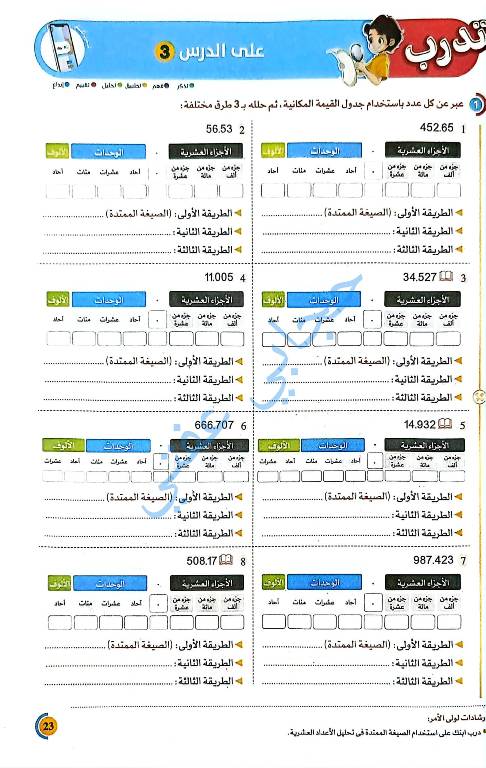 مدرس اول مذكره في الرياضيات للصف الخامس الابتدائي الترم الاول 