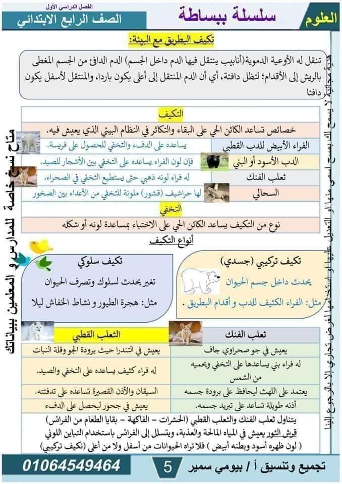 مدرس دوت كوم مذكرة فى مادة العلوم الصف الرابع الابتدائى الترم الاول أ/ بيومي سمير 