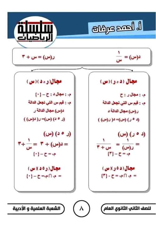 مدرس دوت كوم مذكرة فى الرياضيات الصف الثانى الثانوى الترم الاول أ/ احمد عرفات 