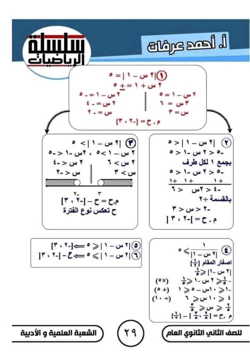 مدرس دوت كوم مذكرة فى الرياضيات الصف الثانى الثانوى الترم الاول أ/ احمد عرفات 