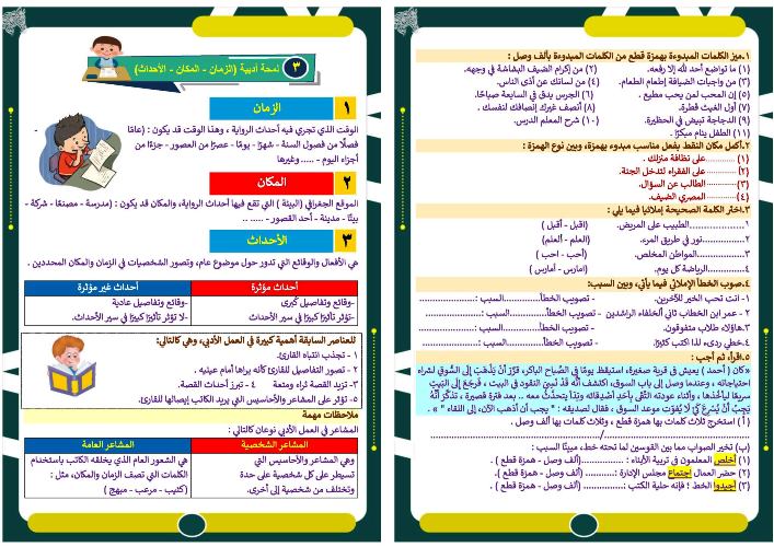 مدرس اول مذكرة فى اللغة العربية للصف الأول الإعدادي الترم الاول 