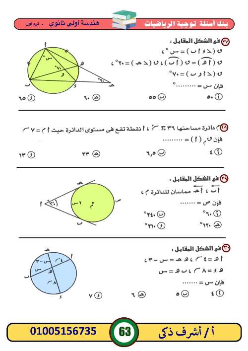 مدرس اول بنك أسئلة في ماده  الرياضيات الصف الاول الثانوي الترم الأول أ/ اشرف ذكي 