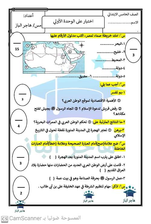 مدرس اول مذكرة فى الدراسات الاجتماعية الصف السادس الابتدائى الترم الاول أ/ هاجر الباز