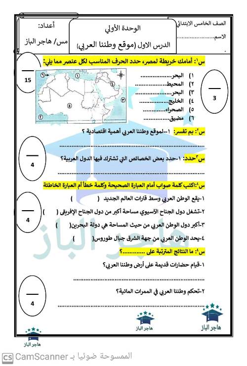 مدرس اول مذكرة فى الدراسات الاجتماعية الصف السادس الابتدائى الترم الاول أ/ هاجر الباز