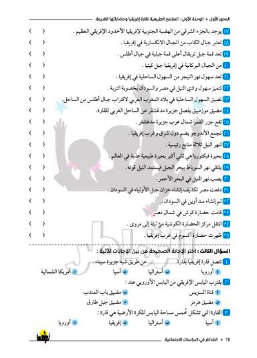 مدرس اول بنك الأسئلة علي الوحدة الأولى فى مادة الدراسات الاجتماعية الصف الاول الاعدادى الترم الاول 