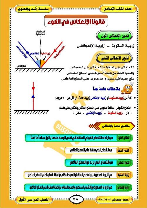 مدرس اول مذكرة فى العلوم الصف الثالث الاعدادى الترم الاول أ/ محمد رمضان على 