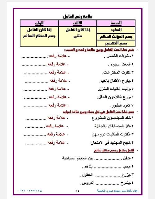 مدرس دوت كوم مذكره في اللغة العربية الصف الرابع الإبتدائي ترم أول أ/ محمود صبري