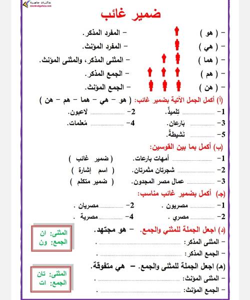 مدرس دوت كوم مراجعه لغه عربيه الصف الخامس الابتدائي الترم الاول أ/ سمير الغريب 