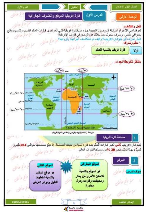 مدرس دوت كوم مذكرة في الدراسات الاجتماعية للصف الاول الاعدادي الترم الاول أ/ حاتم عاطف 