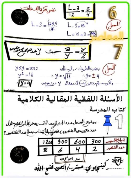 مدرس اول مراجعه في الرياضيات الصف ألاول إلاعدادي الترم الاول أ/ ايمن فتح الله 