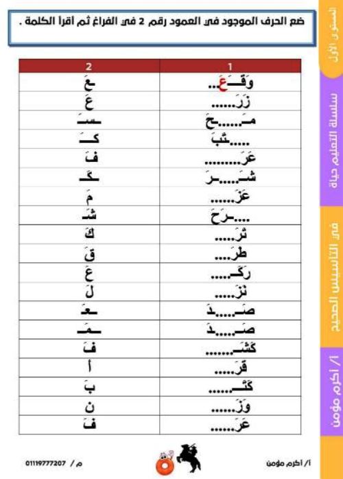 مدرس دوت كوم مذكرة تأسيس قراءة فى اللغة العربية أ/ اكرم مؤمن 