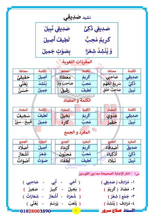 مدرس دوت كوم مذكره في اللغه العربيه الصف الثاني الابتدائي الترم الاول أ/ صلاح سرور