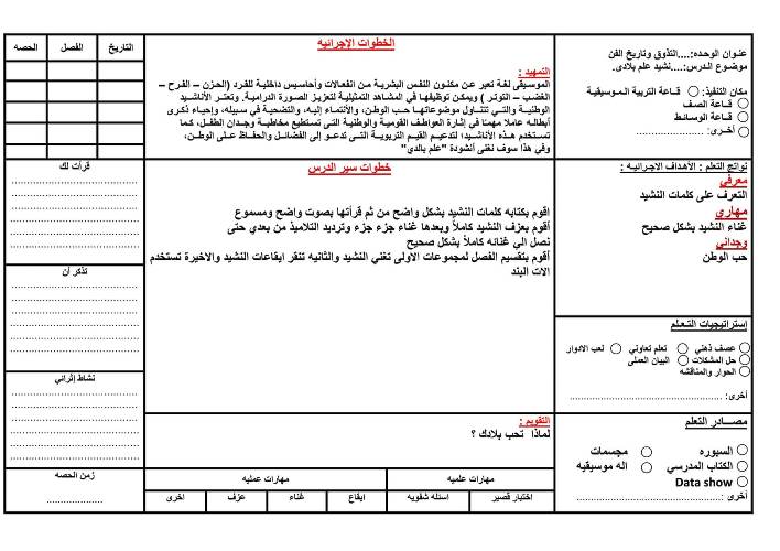 مدرس اول تحضير تربية موسيقية الصف الرابع الابتدائى ترم أول 