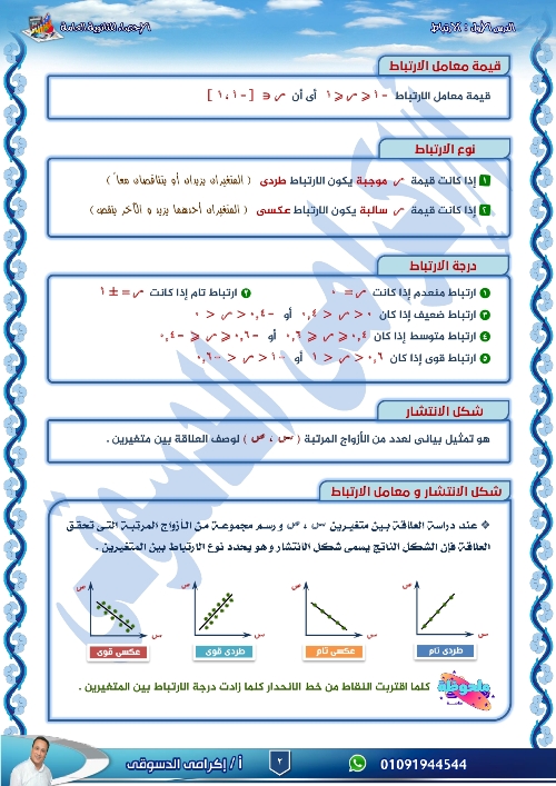 مدرس دوت كوم مراجعه إحصاء للصف الثالث الثانوى أ/ إكرامى الدسوقى