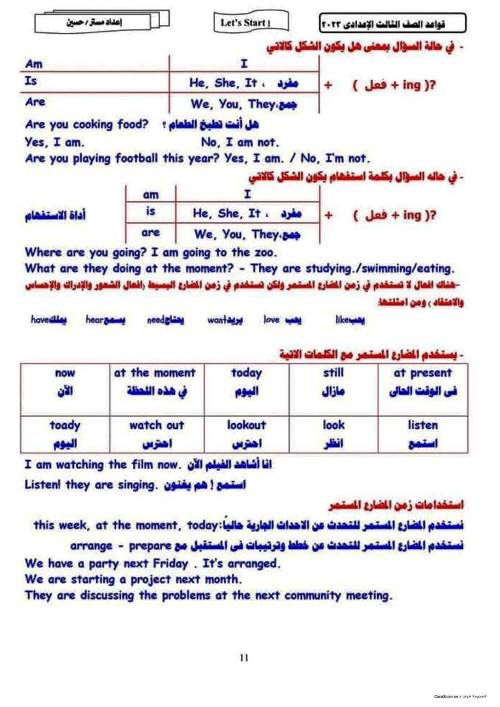 مدرس اول  مراجعة قواعد فى اللغة الانجليزية للصف الثالث الاعدادي الترم الاول أ/ حسين 