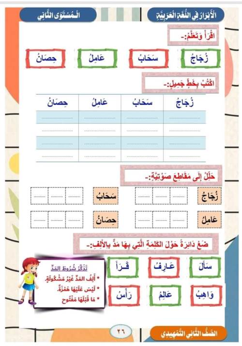 مدرس اول مذكرة تأسيس فى اللغة العربية المستوى الثانى 