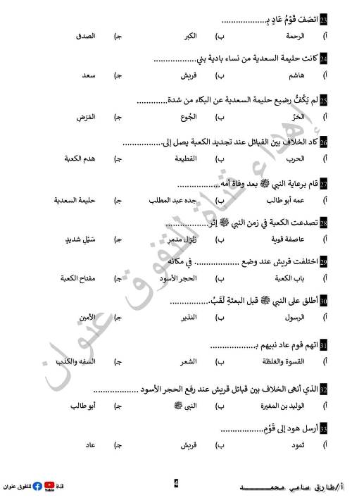 مدرس دوت كوم مراجعة في مادة التربية الدينية الإسلامية للصف الرابع الإبتدائي الترم الاول أ/طارق سامى محمد 