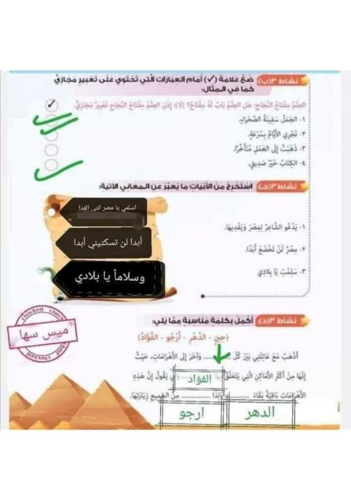 مدرس اول مذكره في اللغة العربية الصف الرابع الابتدائي الترم الاول