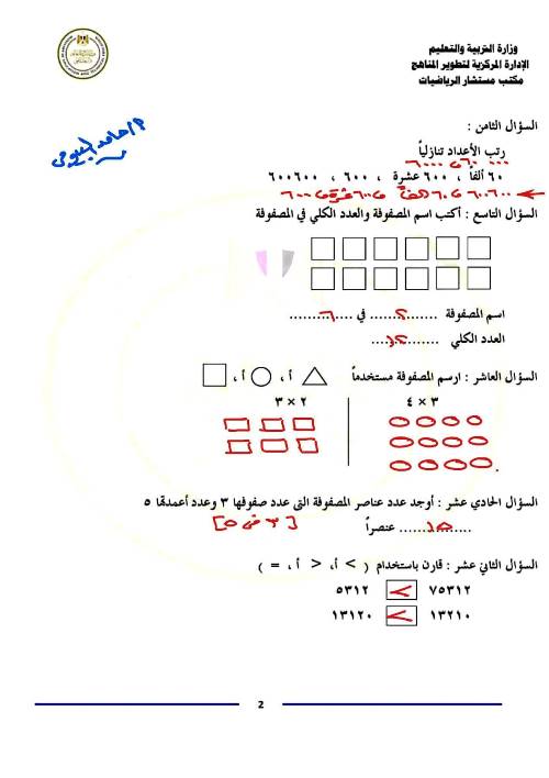 مدرس دوت كوم مذكرة التقييمات فى الرياضيات الصف الثالث الابتدائى الترم الاول أ/ حامد البيومى 