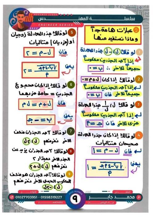 مدرس اول مذكرة جبر الصف الاول الثانوى الترم الاول أ/ محمد جابر