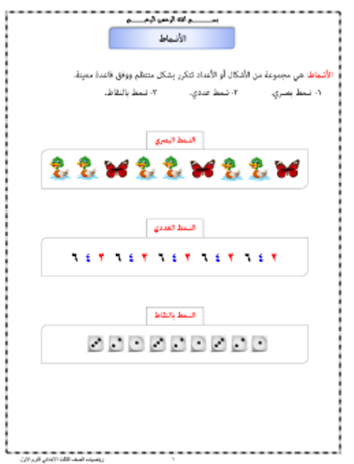 مدرس دوت كوم مذكره الرياضيات للصف الثالث الابتدائي الفصل الدراسي الأول أ/ مصطفي