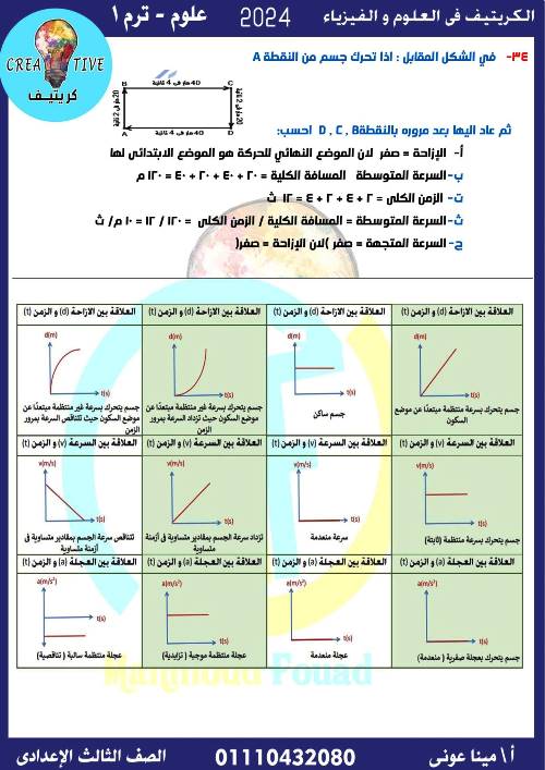 مدرس اول مراجعة علوم الوحدة الاولى الصف الثالث الاعدادى الترم الاول أ/ مينا عونى 