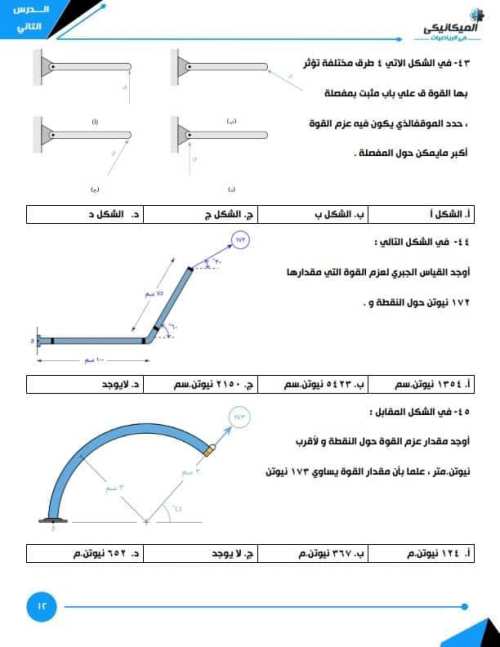 مذكرتى مذكرة الميكانيكى فى الاستاتيكا الصف الثالث الثانوى ( الجزء الثاني )