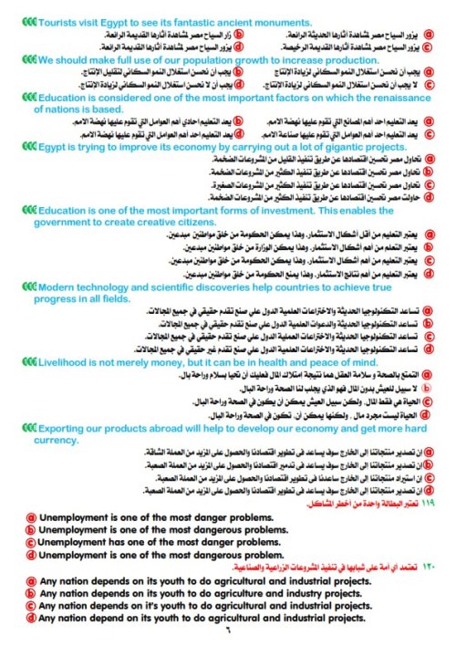 مدرس اول مراجعه في اللغه الانجليزيه للصف الثالث الثانوي