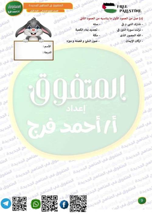 مدرس دوت كوم مراجعة مقرر أكتوبر دين إسلامي الصف الرابع الابتدائي الترم الاول أ/ احمد فرج