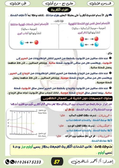 مدرس دوت كوم مراجعه علوم الصف الاول الاعدادي الترم الاول (الجزء الثاني) أ/ احمد شاهين