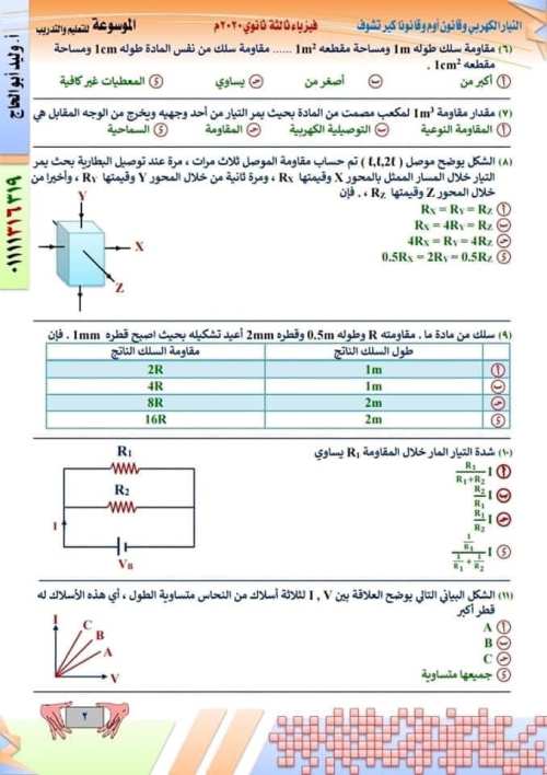 مدرس اول مراجعه في ماده الفيزياء الصف الثالث الثانوي  ( الجزء الاول )