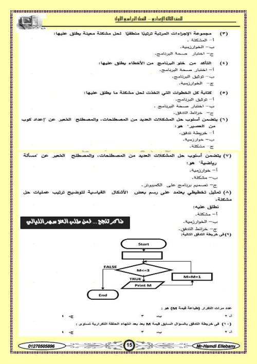 مدرس دوت كوم مذكرة المبرمج ف الحاسب الآلي (الجزء الاول ) الصف الثالث الاعدادى الترم الاول أ/ حمدى