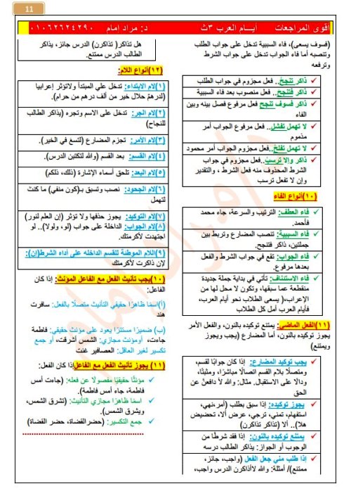 مدرس اول مراجعة فى النحو (الجزء الاول ) الصف الثالث الثانوى أ/ مراد امام