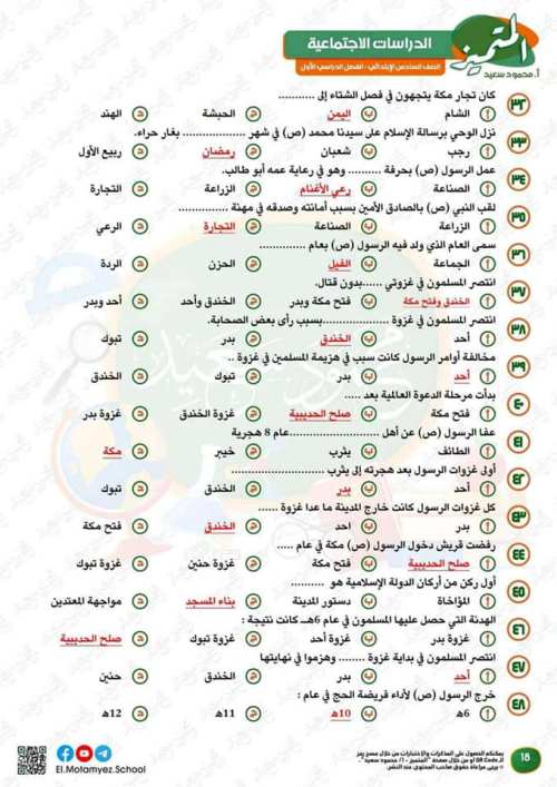 مدرس اول مراجعة شهر اكتوبر  في الدراسات اجتماعيه الصف السادس الابتدائي (الجزء الاول ) أ/محمود سعيد