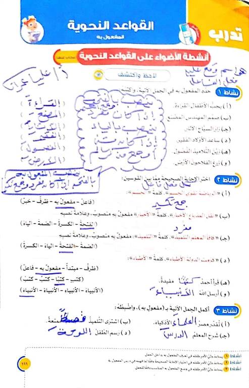 مدرس دوت كوم شرح  المفعول به وحل انشطة  كتاب الاضواء فى اللغة العربية الصف الخامس الابتدائى الترم الاول أ/ عليا عمران 