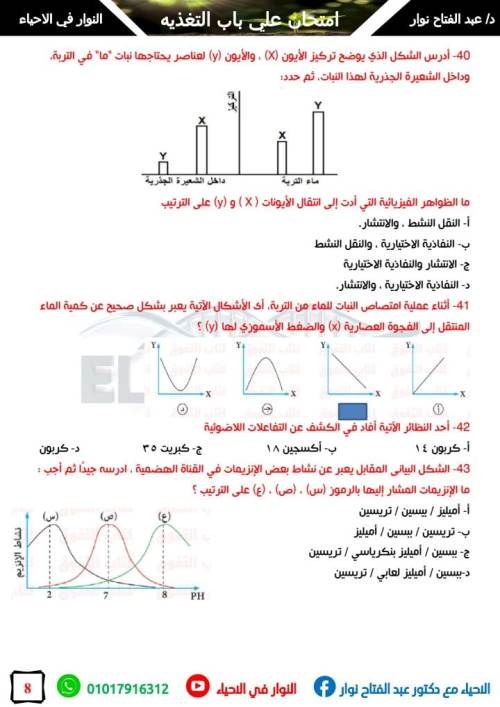 مدرس دوت كوم امتحان 100 سوال شامل علي باب التغذيه في الاحياء الصف الثاني الثانوي أ/ عبد الفتاح نوار