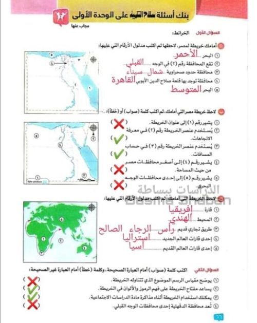 مدرس دوت كوم مراجعة الوحدة الأولى في الدراسات  كاملة بالإجابة الصف الرابع الابتدائي الترم الاول