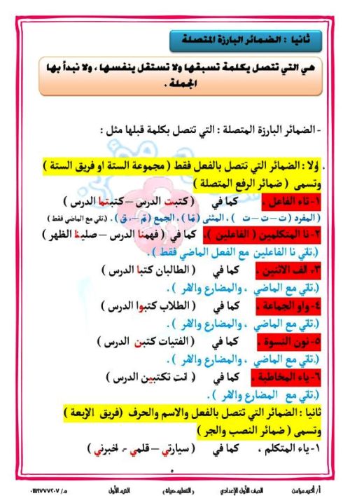 مدرس دوت كوم مذكرة قوعد نحوية فى اللغة العربية (الجزء الاول ) الصف الاول الاعدادى الترم الاول أ/ اكرم مؤمن 