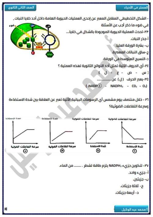 مدرس دوت كوم بنك اسئلة وتدريبات فى الاحياء (الجزء الاول ) الصف الثانى الثانوى الترم الاول أ/ محمد عيد الوكيل