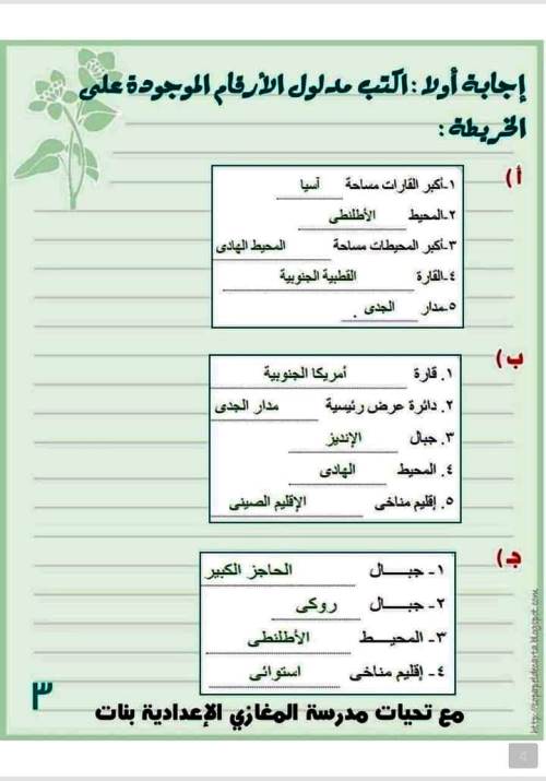 مدرس دوت كوم مراجعة الوحدة الأولى بالاجابات فى الدراسات الاجتماعية ( جغرافيا ) (الجزء الاول )  الصف الثالث الإعدادي الترم الاول 