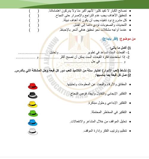 مدرس اول الأداء الصفي والأداء المنزلي والتقييم الأسبوعي للأسبوع السابع للصف السادس الابتدائي الفصل الدراسي الأول