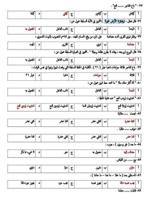 مدرس دوت كوم اسئلة فى النحو بالاجابات الصف الثالث الثانوى 